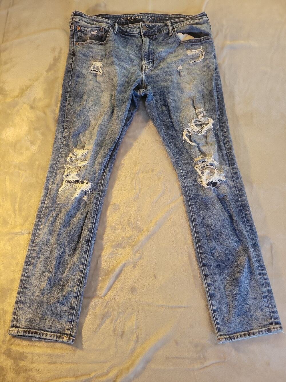 American Eagle Outfitters Mens Jeans 38X32 Blue Denim Next Level Flex Distressed